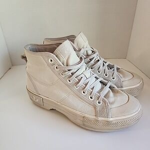 Adidas‎ Womens Nizza Trek Mid Sneakers Silver Canvus Shoes 10 US
